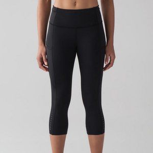 Lululemon 12 Fast and Free High-Rise Crop 19" leggings - Black Reflective